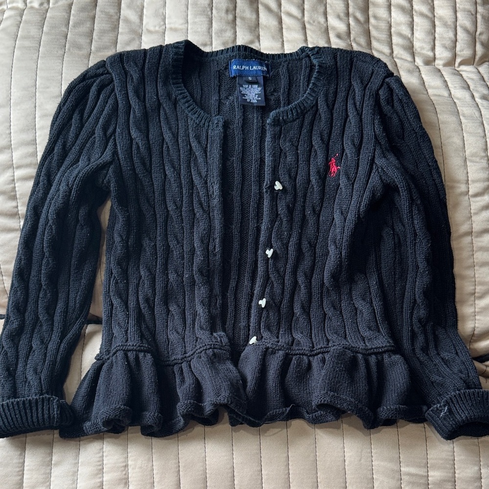 Polo Ralph Lauren Black Cable Knit Cardigan